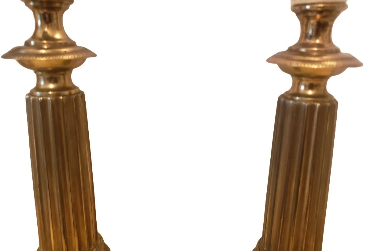 Paire de lampes carcel bronze doré d'époque Empire -photo-5