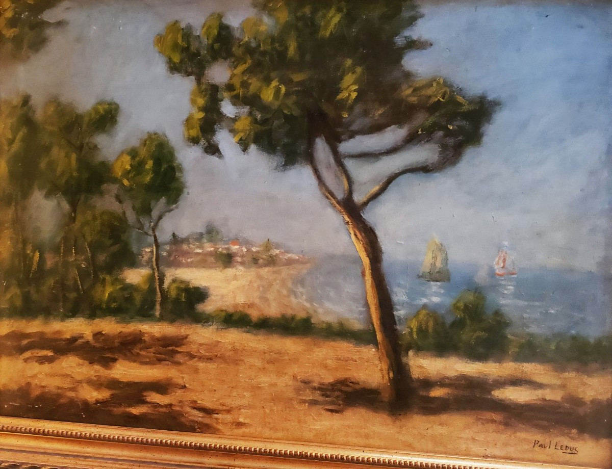 Paul Leduc Belgian Impressionist School Mediterranean View Saint Tropez-photo-2
