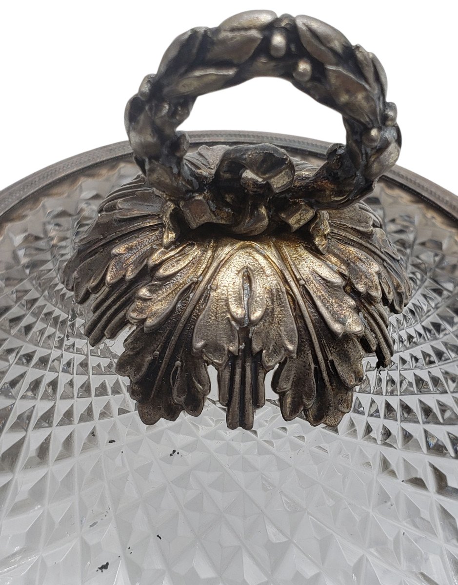 Pendule d'époque Empire cristal taillé baccarat monture argent massif -photo-3