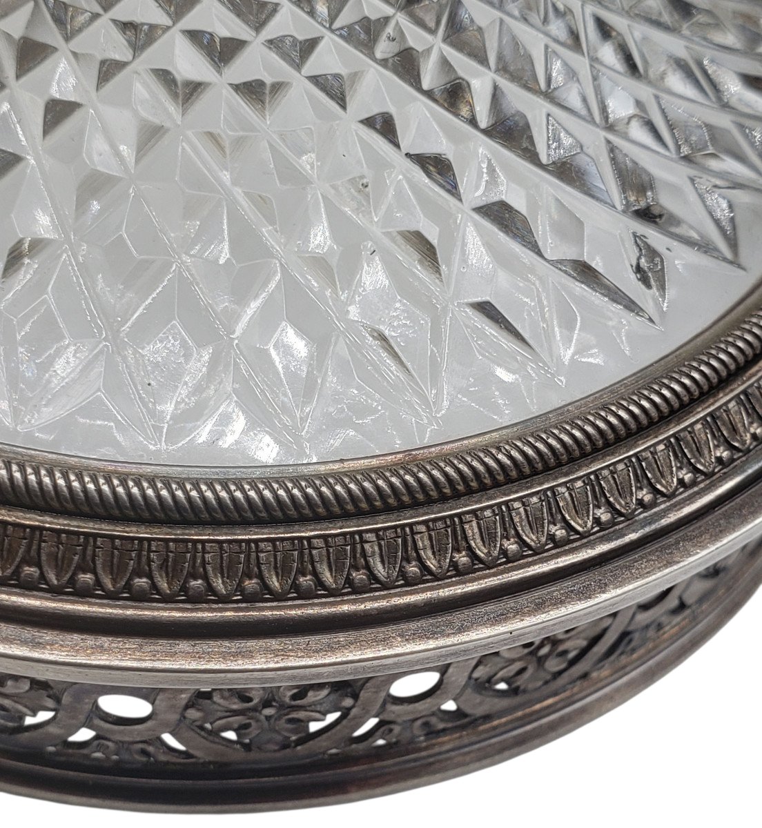 Pendule d'époque Empire cristal taillé baccarat monture argent massif -photo-8