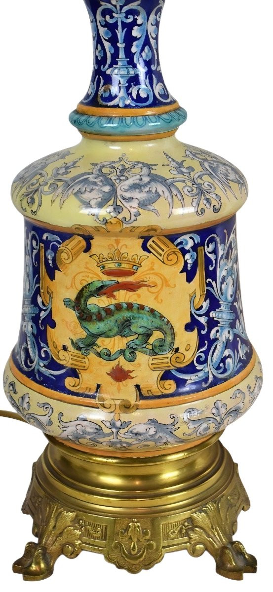 Ulysse A Blois Pair Of Electrified Earthenware Kerosene Lamps-photo-1