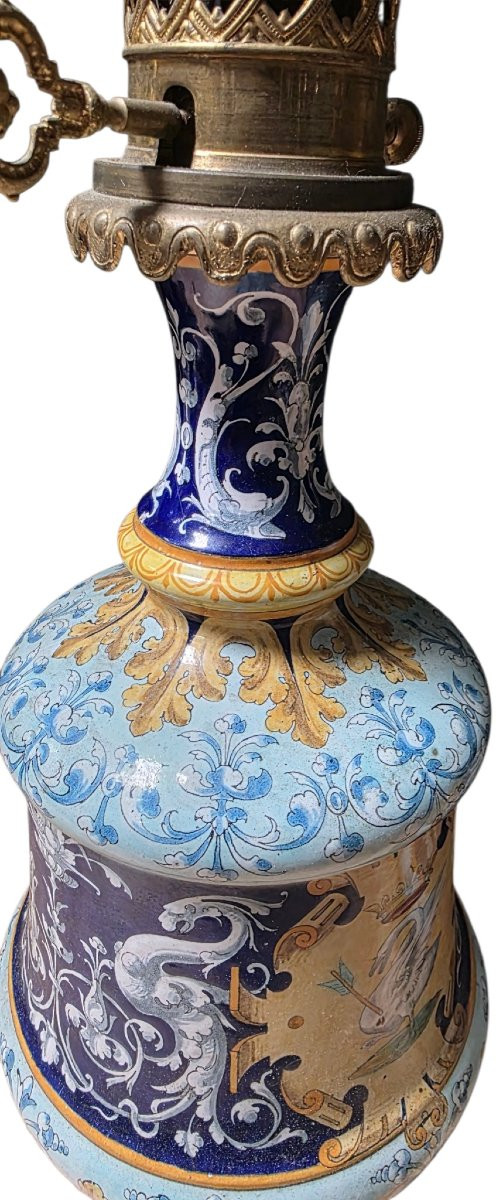 Ulysse A Blois Pair Of Electrified Earthenware Kerosene Lamps-photo-4