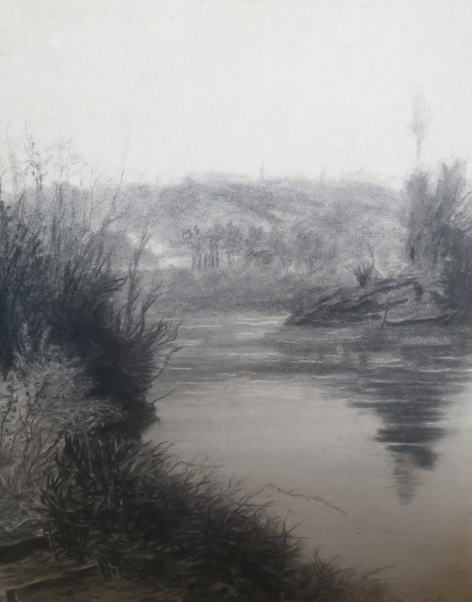 Daniel Ridgway Knight crayon dessin fusain école Américaine XIXeme -photo-3