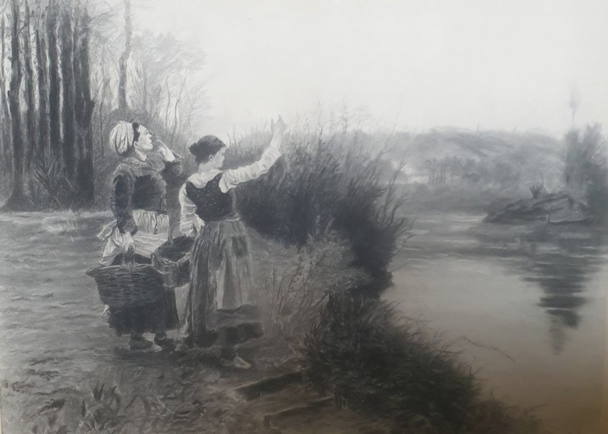 Daniel Ridgway Knight crayon dessin fusain école Américaine XIXeme 