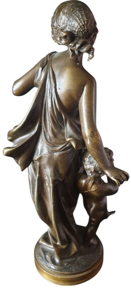Henry Etienne Dumaine bronze Bacchante et Putto XIXeme -photo-2