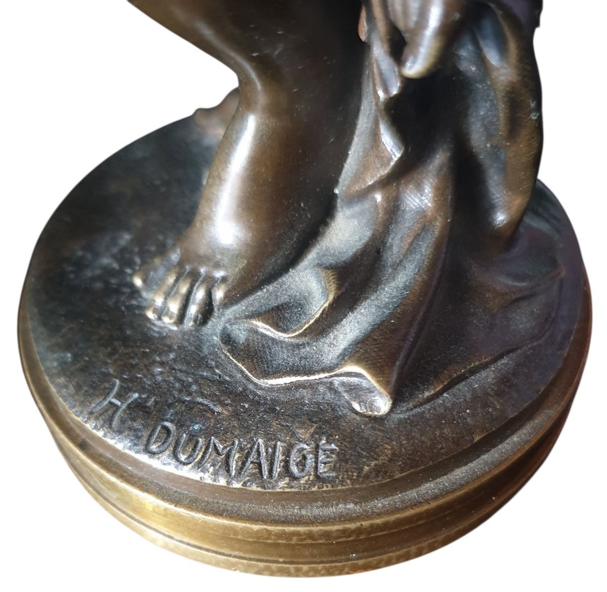 Henry Etienne Dumaine bronze Bacchante et Putto XIXeme -photo-1