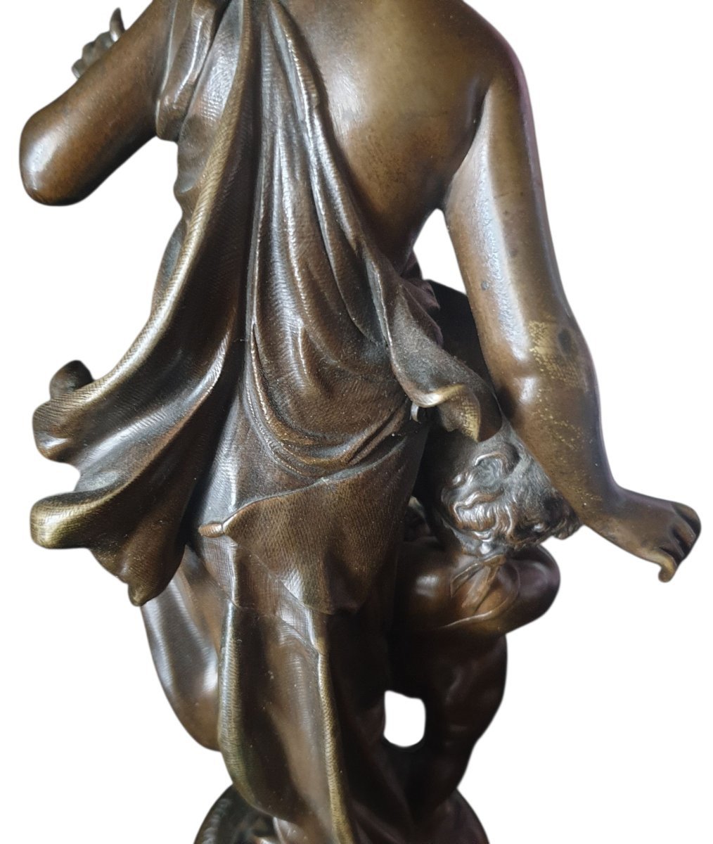 Henry Etienne Dumaine bronze Bacchante et Putto XIXeme -photo-2