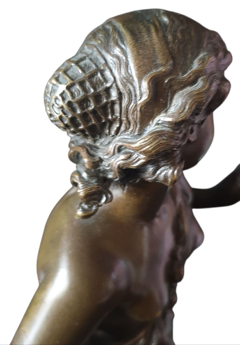 Henry Etienne Dumaine bronze Bacchante et Putto XIXeme -photo-4