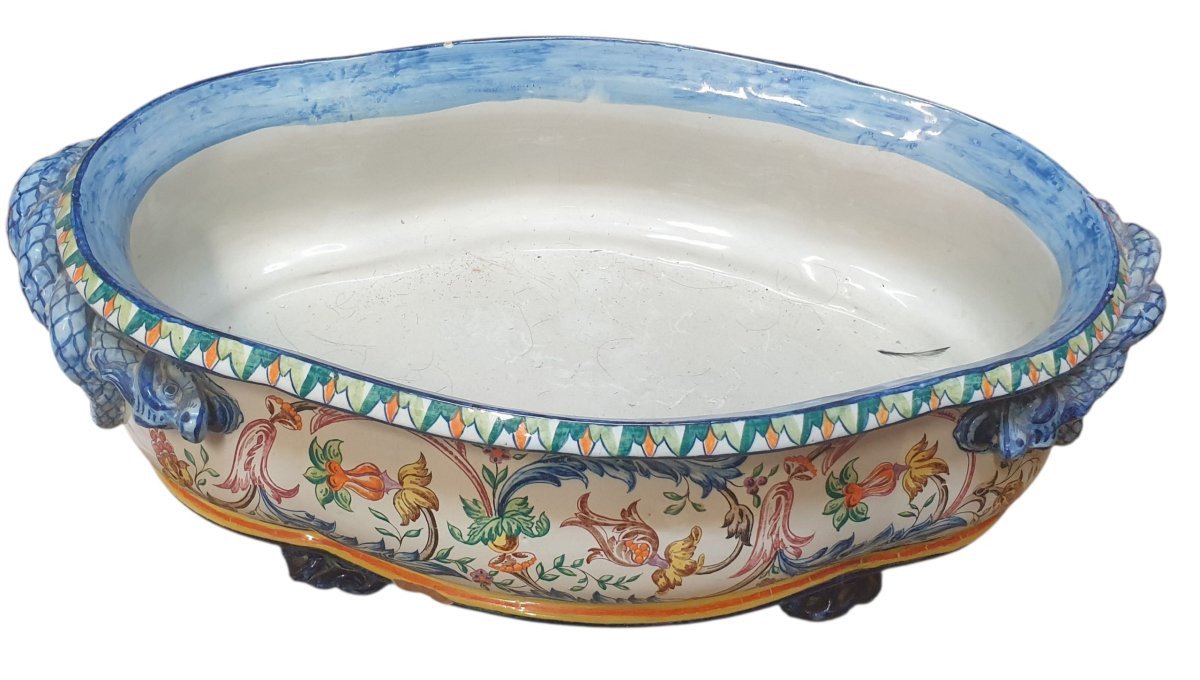 Large Garden Planter In Toul Bellevue Jules Aubry Polychrome Earthenware-photo-5