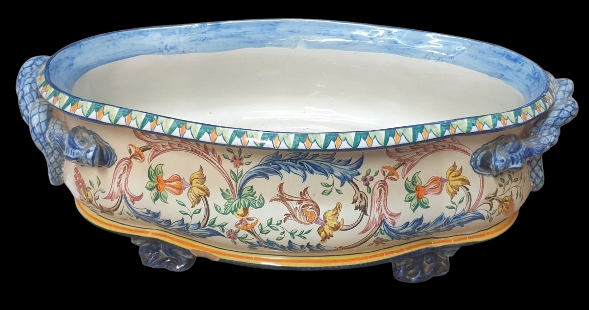 Large Garden Planter In Toul Bellevue Jules Aubry Polychrome Earthenware