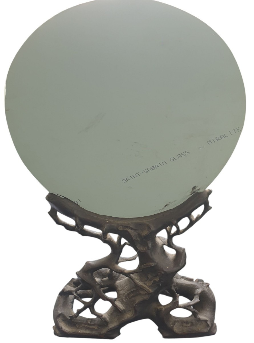 Miroir a poser chine piétement racines tortueuses décor de végétaux XIXeme -photo-2