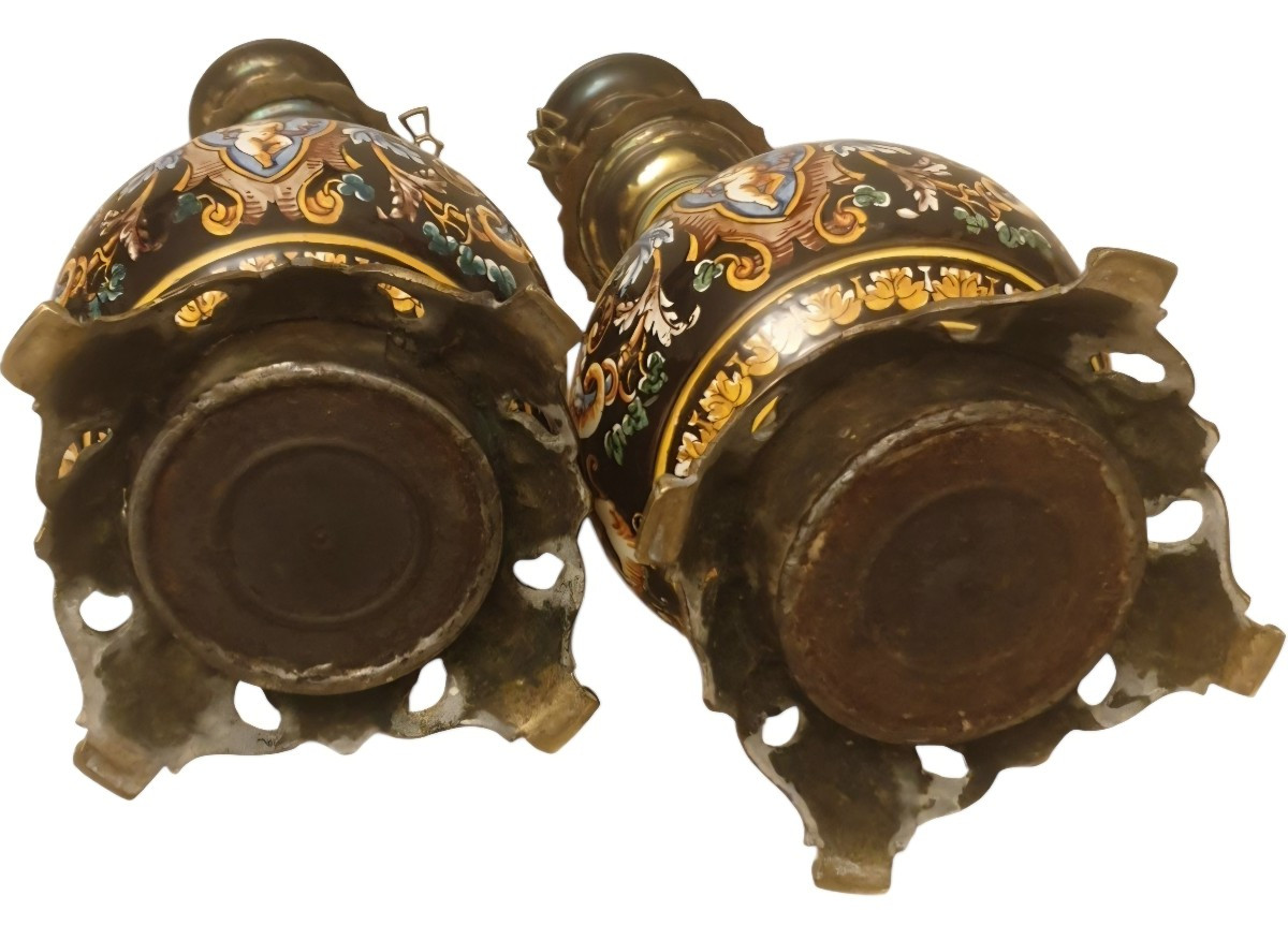 Gien Pair Of Renaissance Lamps 19th Century-photo-3