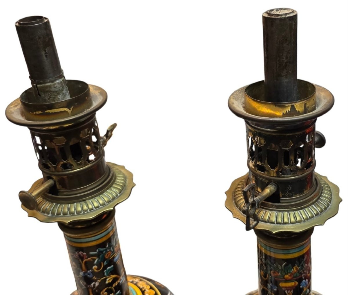 Gien Pair Of Renaissance Lamps 19th Century-photo-1