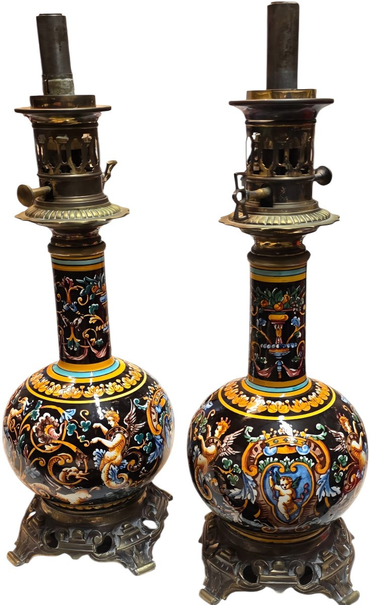 Gien Pair Of Renaissance Lamps 19th Century
