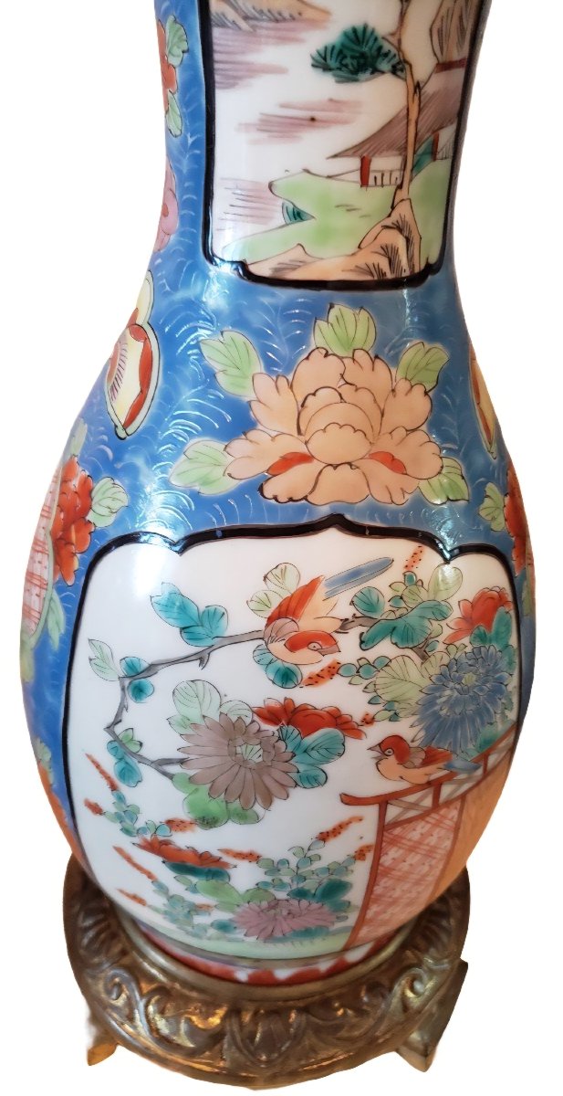 Japan Imari Arista Pair Of Porcelain Vases Mounted Gilt Bronze 日本伊万里アリスタ一対の磁器花瓶、金メッキブロンズに取り付けら-photo-3