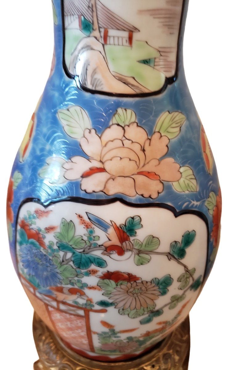 Japan Imari Arista Pair Of Porcelain Vases Mounted Gilt Bronze 日本伊万里アリスタ一対の磁器花瓶、金メッキブロンズに取り付けら-photo-4