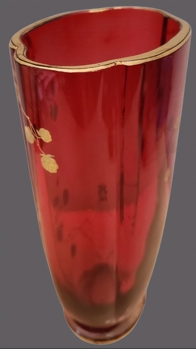 Baccarat Vase Polylobé Cristal Decor A l'Or Circa 1890-photo-2