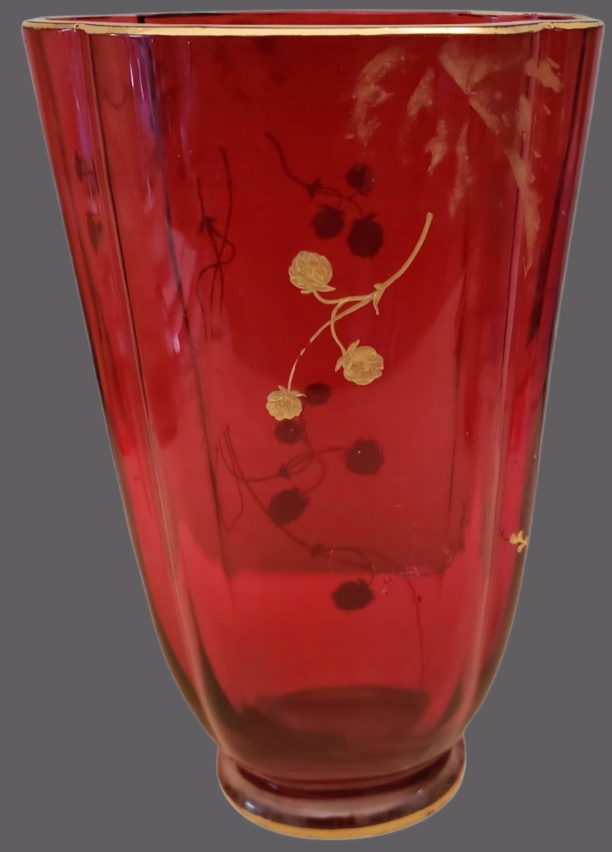 Baccarat Vase Polylobé Cristal Decor A l'Or Circa 1890-photo-4