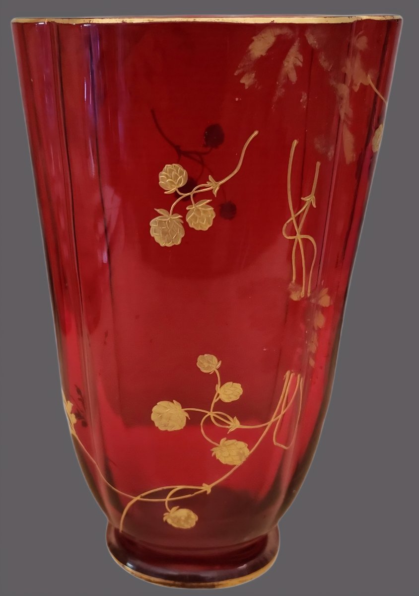 Baccarat Vase Polylobé Cristal Decor A l'Or Circa 1890-photo-1