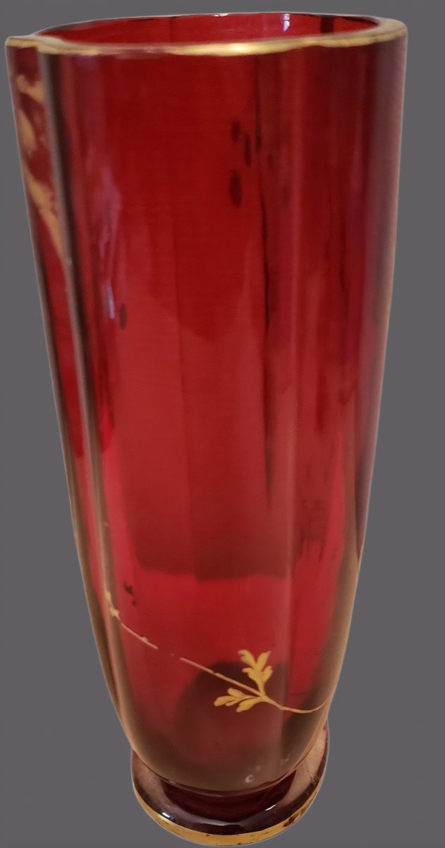 Baccarat Vase Polylobé Cristal Decor A l'Or Circa 1890-photo-2