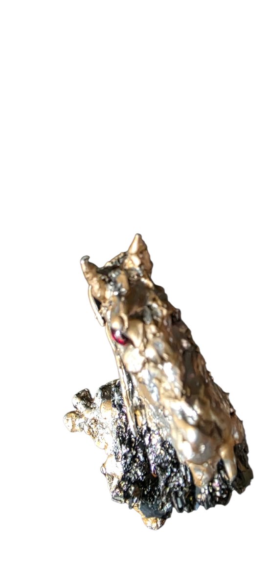Brutalist Horse Sculpture In Bronze And Cassiterite Stone Circa 1970 Signature To Ident-photo-2