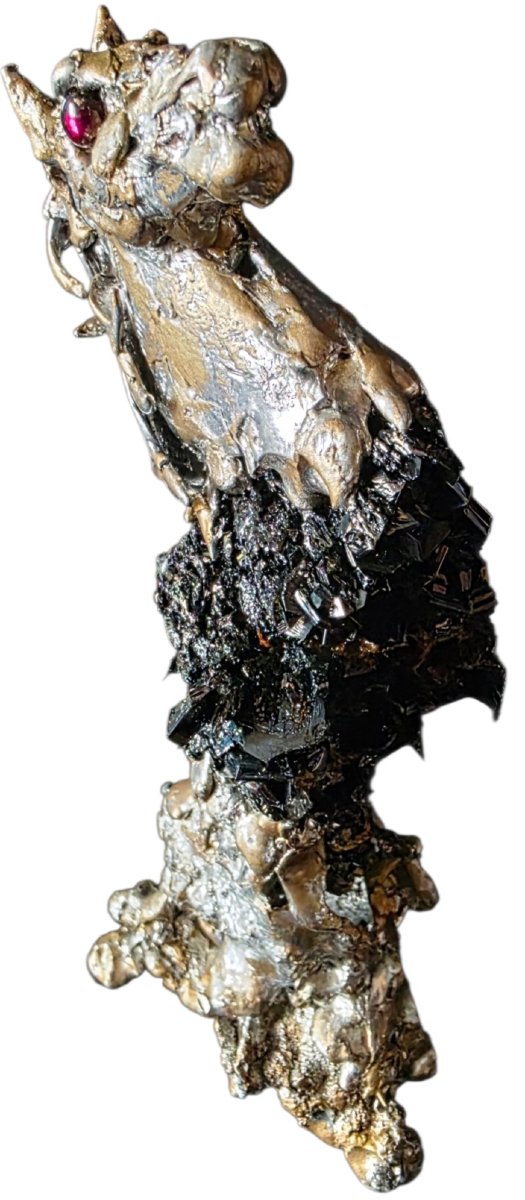 Brutalist Horse Sculpture In Bronze And Cassiterite Stone Circa 1970 Signature To Ident-photo-6