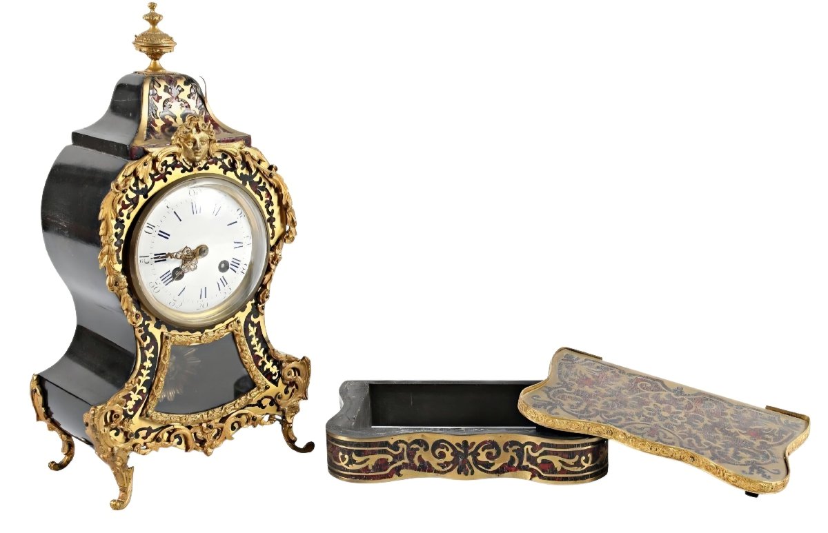 Napoleon III Cartel Clock Tortoise Shell Marquetry Gilt Bronze Victor Reclu Movement-photo-4
