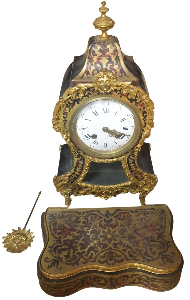 Napoleon III Cartel Clock Tortoise Shell Marquetry Gilt Bronze Victor Reclu Movement-photo-3