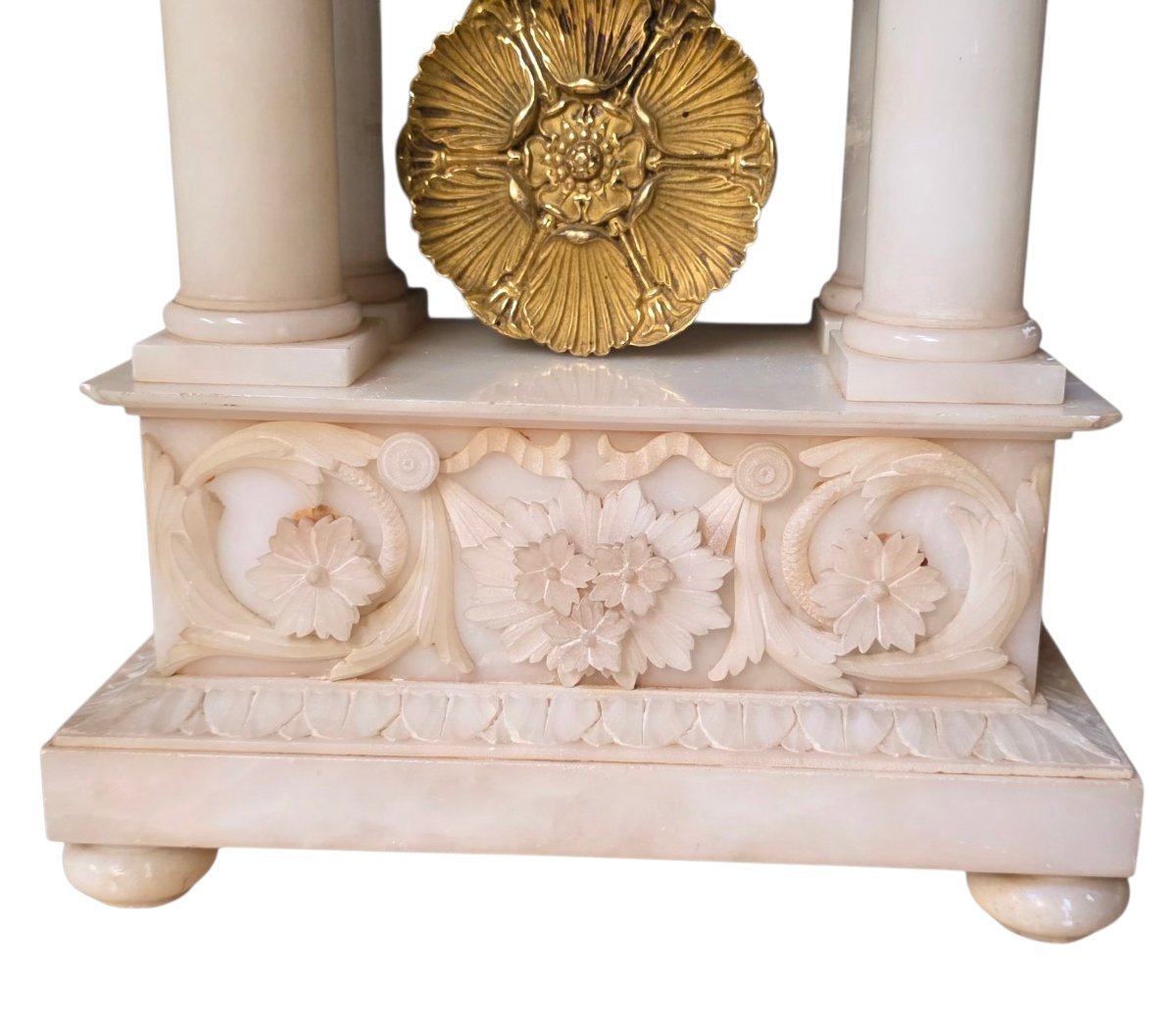 Carrara Marble And Gilt Bronze Clock With Boar Sculpture, Early 19th Century-photo-2