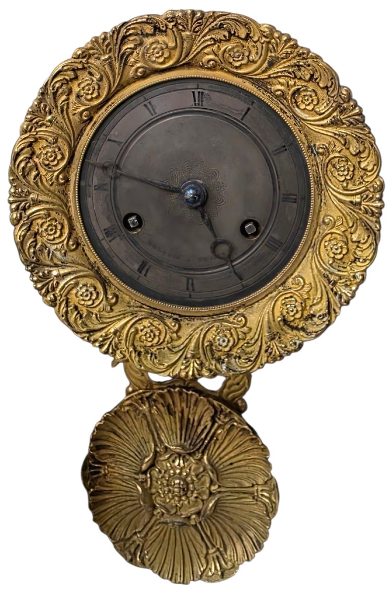 Carrara Marble And Gilt Bronze Clock With Boar Sculpture, Early 19th Century-photo-3