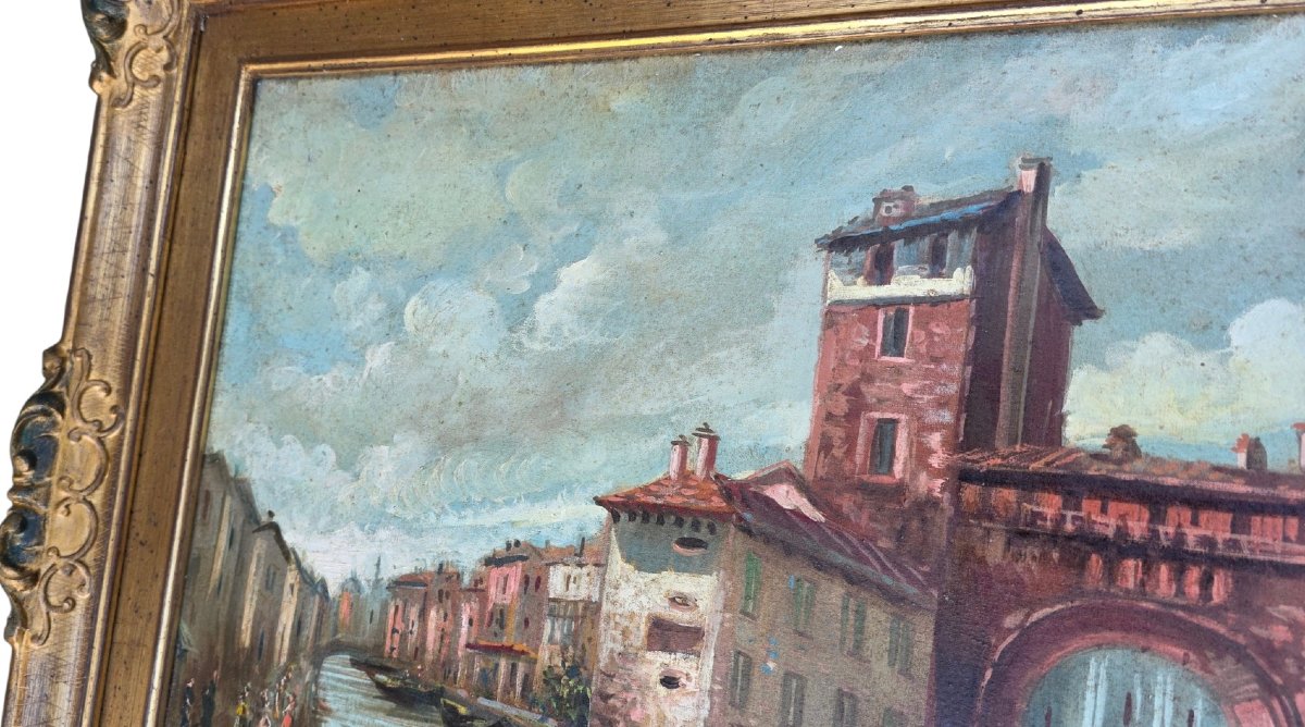 Italian School Milan Landscape Animated Characters Door Ticenese In Milan-photo-1