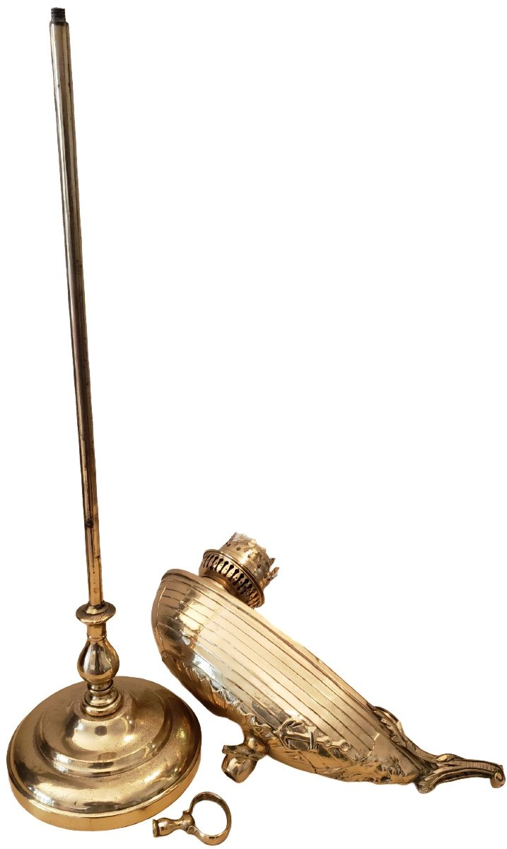 Marine Petroleum Lamp With Boat Decor In Brass And Brass 19th Century-photo-1