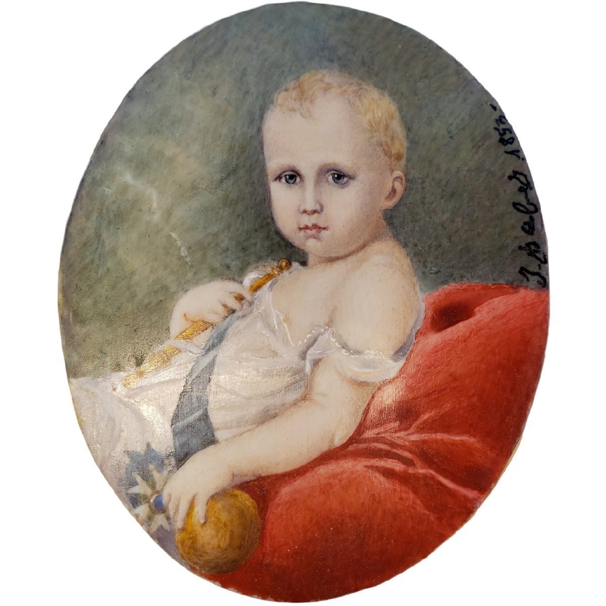 Jean batiste isabey l'aiglon Napoléon Bonaparte 1853 miniature sur matière noble -photo-2