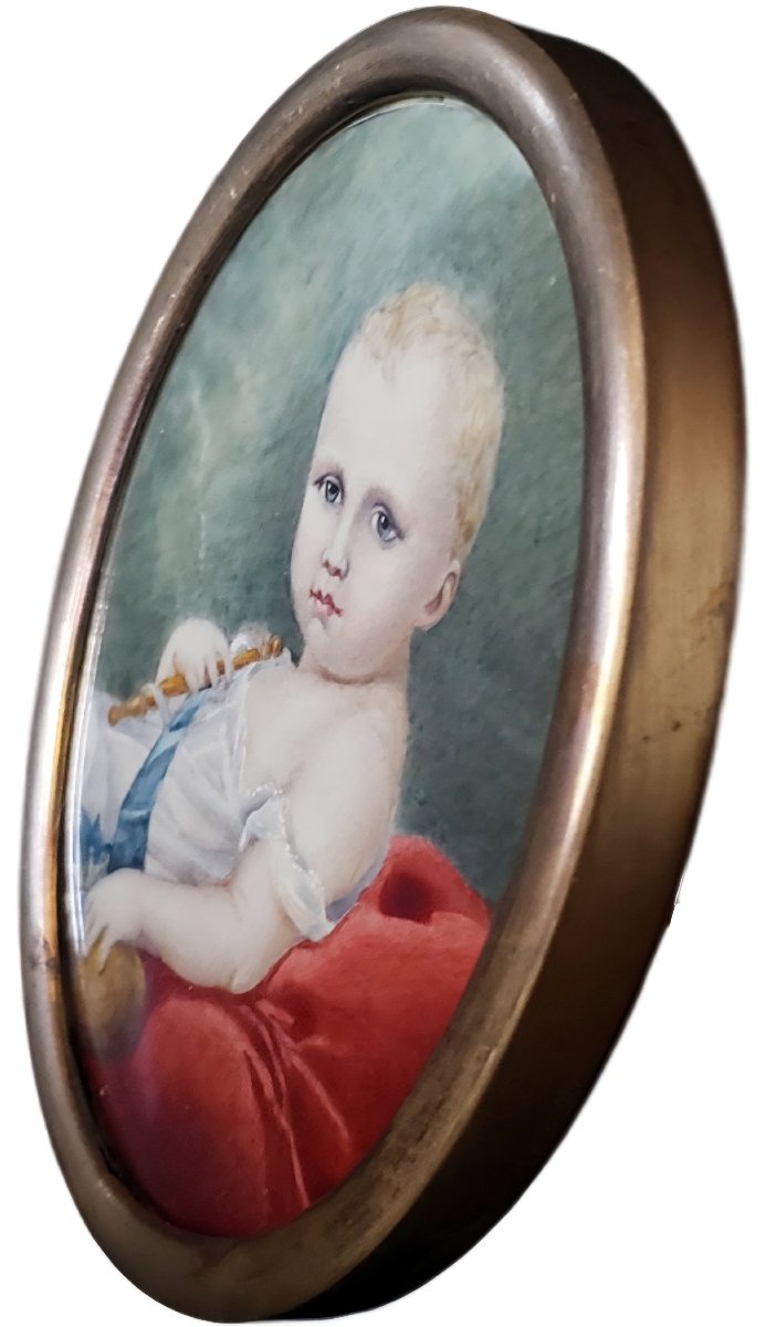 Jean batiste isabey l'aiglon Napoléon Bonaparte 1853 miniature sur matière noble -photo-3