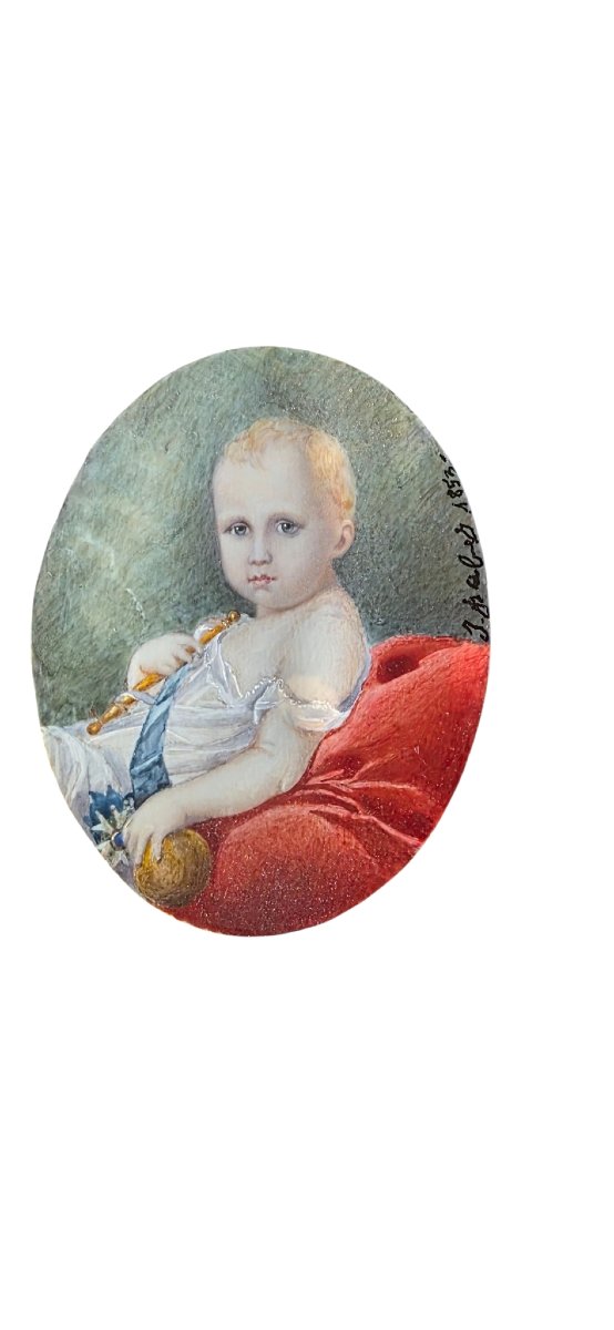 Jean batiste isabey l'aiglon Napoléon Bonaparte 1853 miniature sur matière noble -photo-4