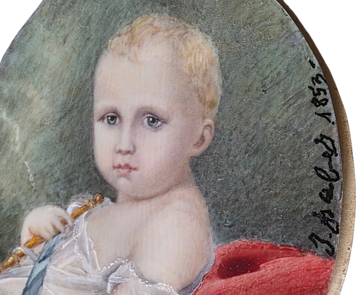Jean batiste isabey l'aiglon Napoléon Bonaparte 1853 miniature sur matière noble -photo-3