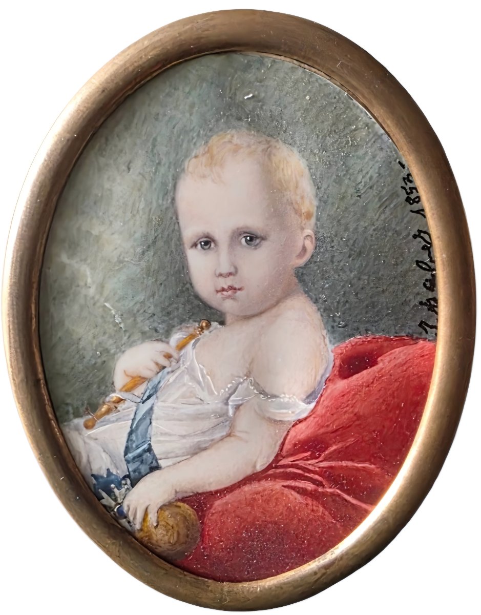 Jean batiste isabey l'aiglon Napoléon Bonaparte 1853 miniature sur matière noble -photo-4