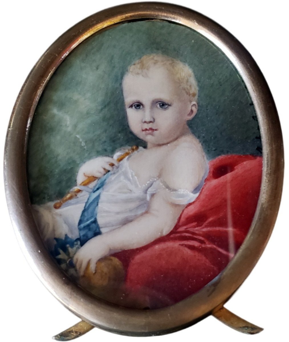 Jean batiste isabey l'aiglon Napoléon Bonaparte 1853 miniature sur matière noble 