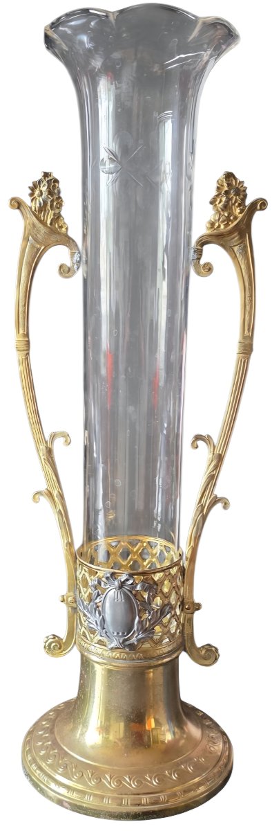 Important milieu de table vase art nouveau probablement de wmf hauteur 49 cm -photo-4