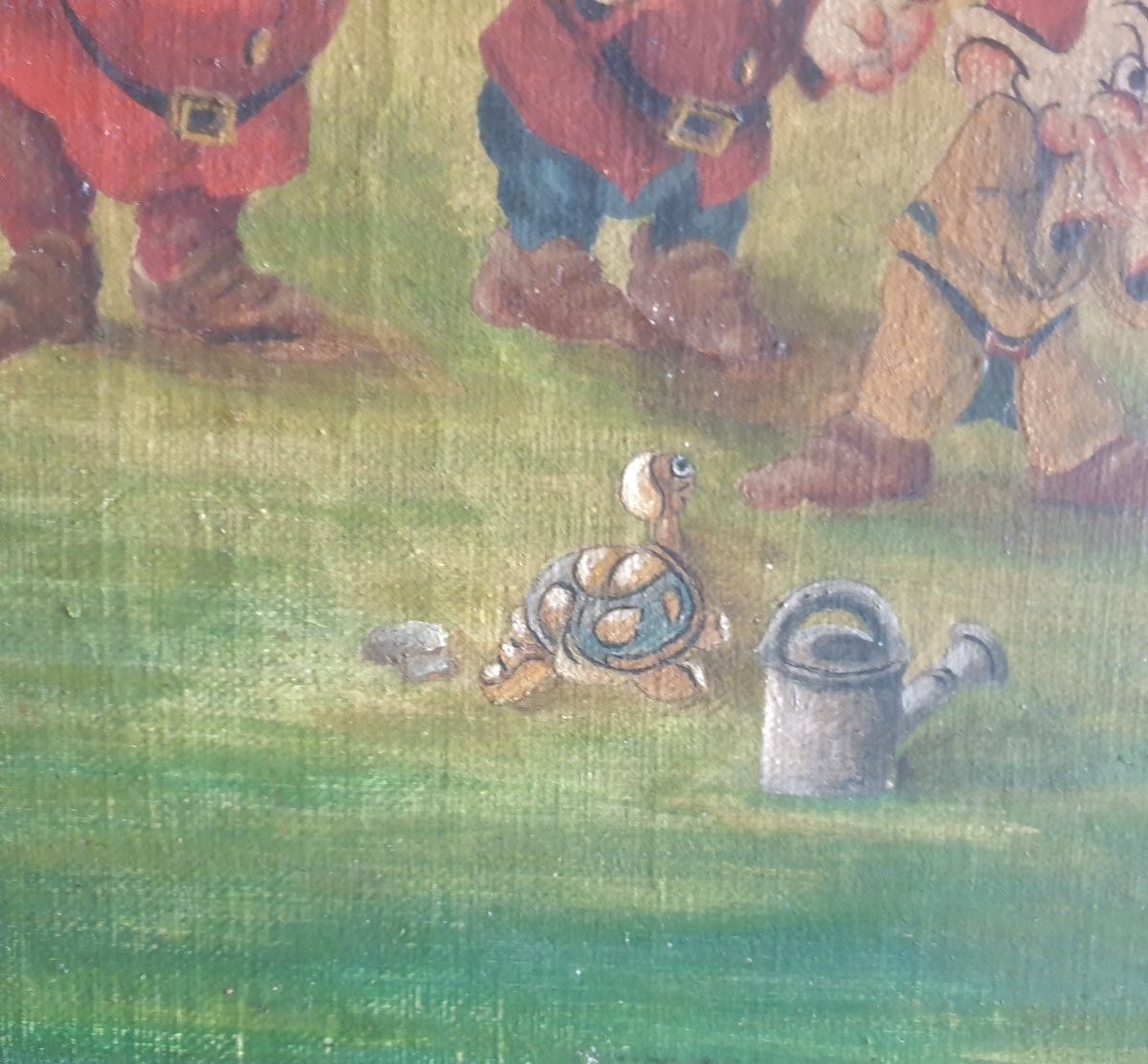 Huile sur toile Walt Disney les sept nains blanches neige circa 1940/1950 -photo-6