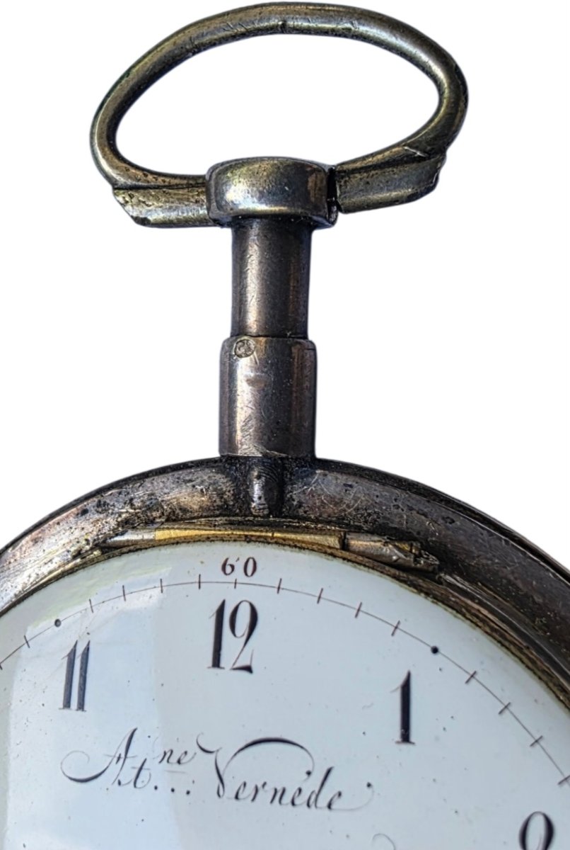 18th Century Silver Cock Gousset Watch By Antoine Vernédé A Montauban-photo-4