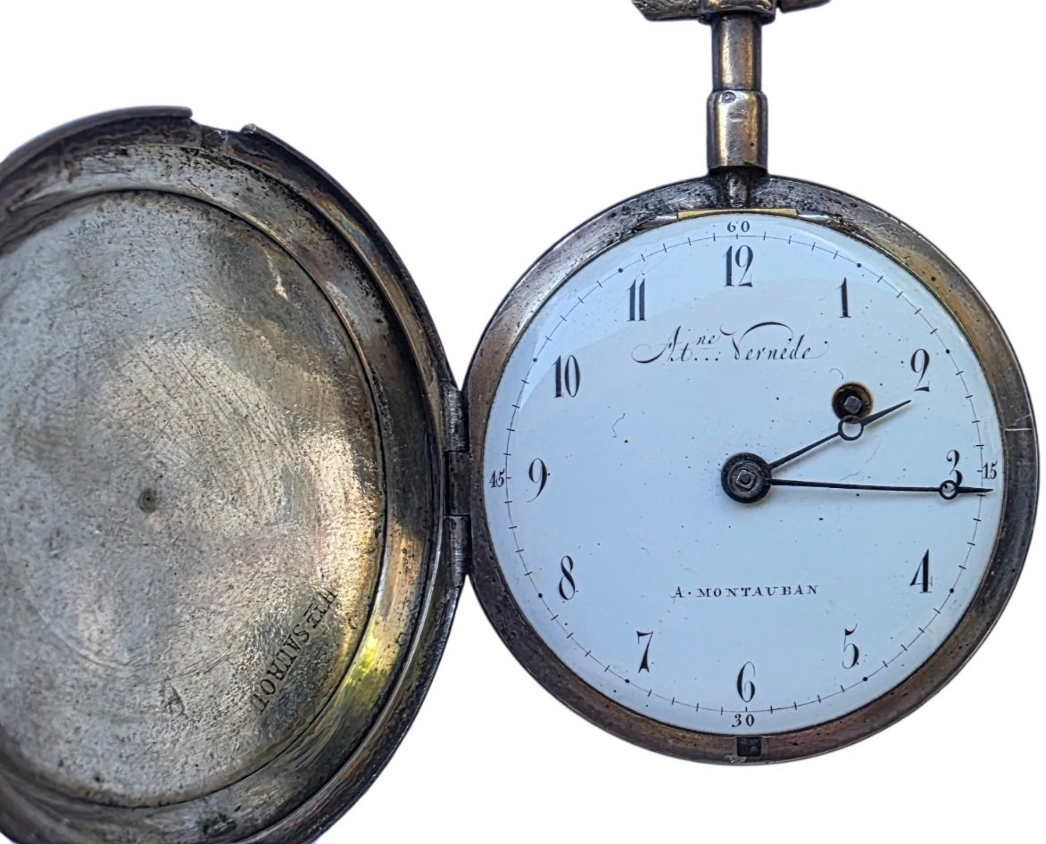 18th Century Silver Cock Gousset Watch By Antoine Vernédé A Montauban-photo-5