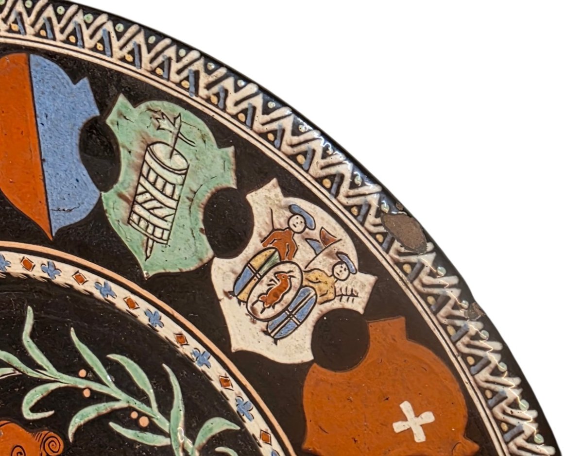 Thoune Large Polychrome Earthenware Ceremonial Dish Diameter 35 Cm-photo-4