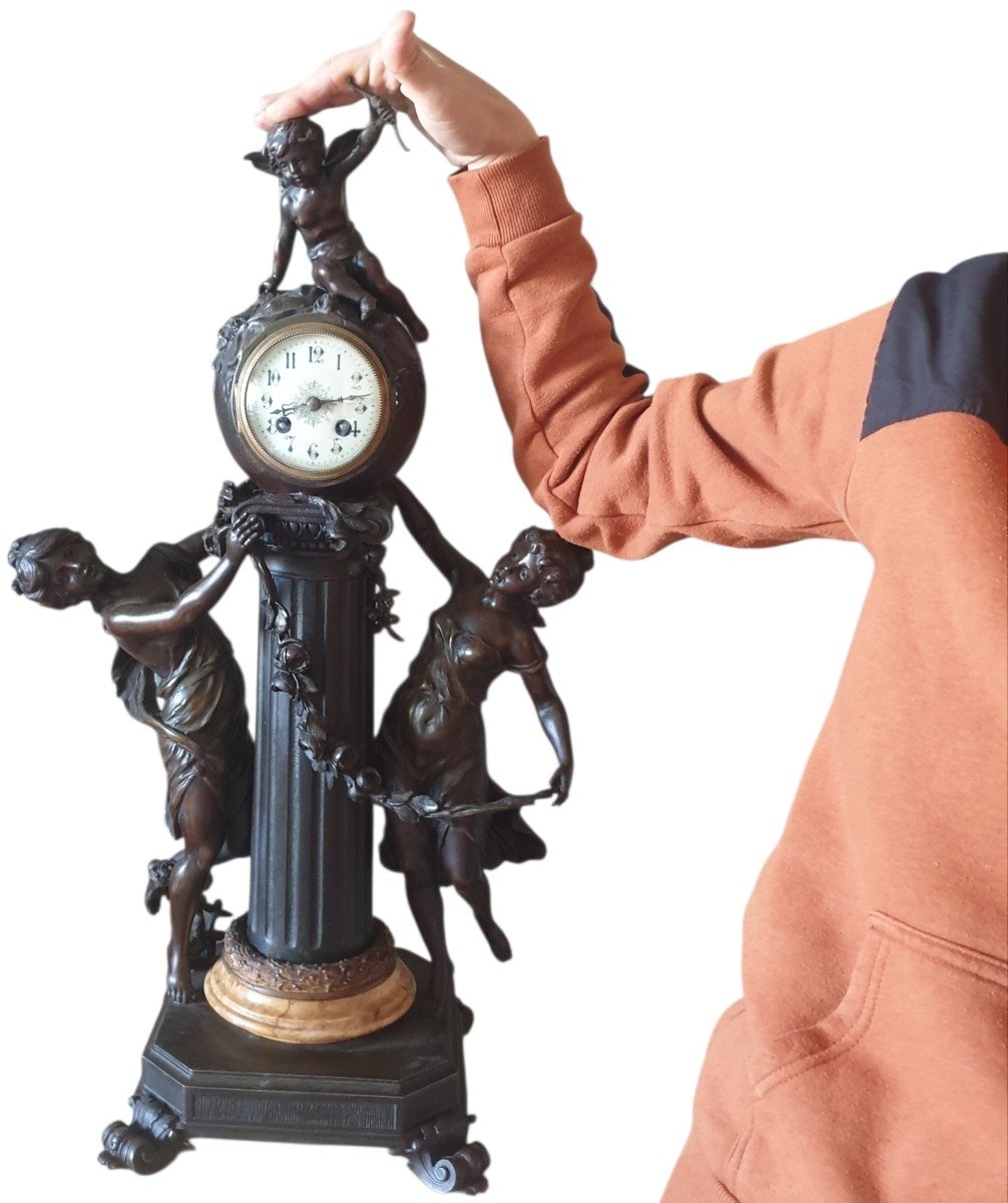 Important Clock L&f Moreau Signed Circa 1880 Napoleon III Height 75 Cm-photo-2