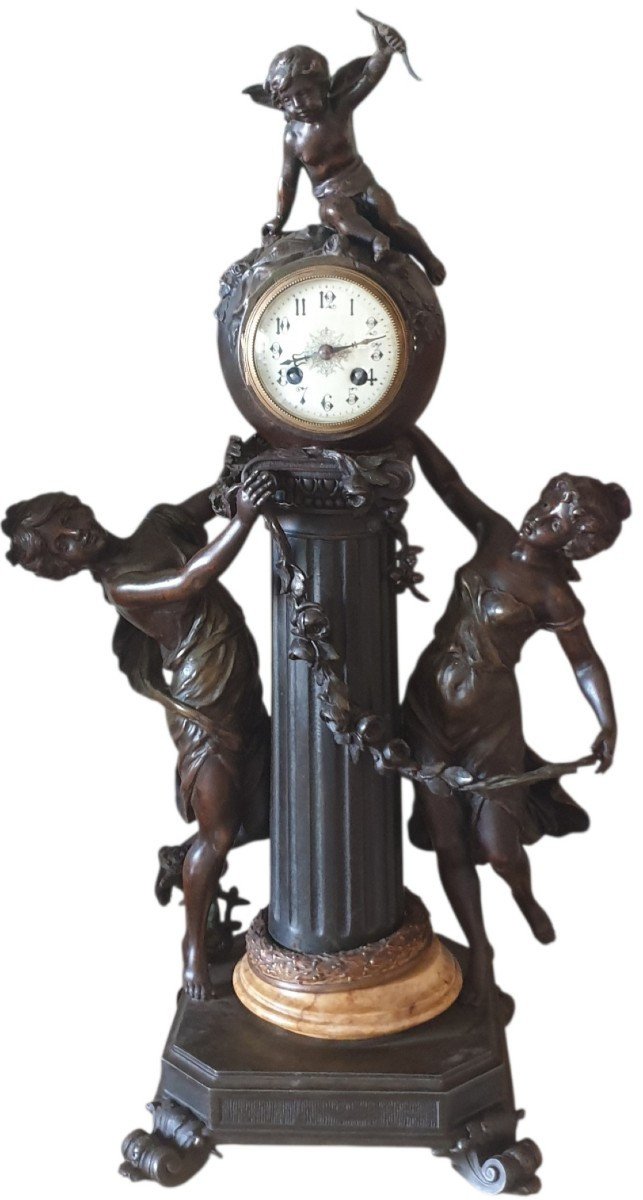 Important Clock L&f Moreau Signed Circa 1880 Napoleon III Height 75 Cm-photo-1