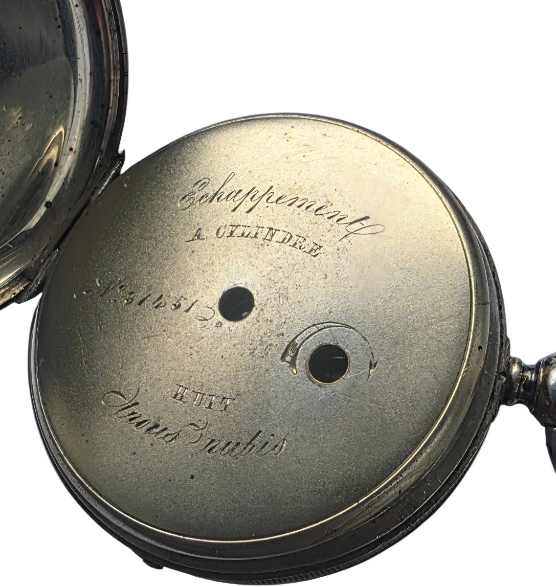 Solid Silver Gousset Watch Adriam Cadet A Toulon XIXth Century-photo-3