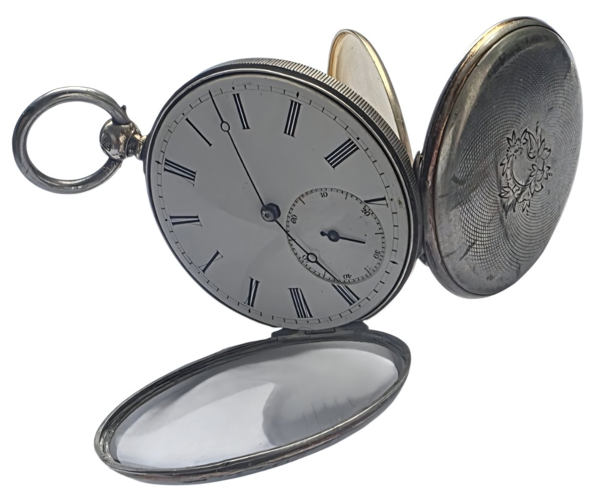 Solid Silver Gousset Watch Adriam Cadet A Toulon XIXth Century-photo-4