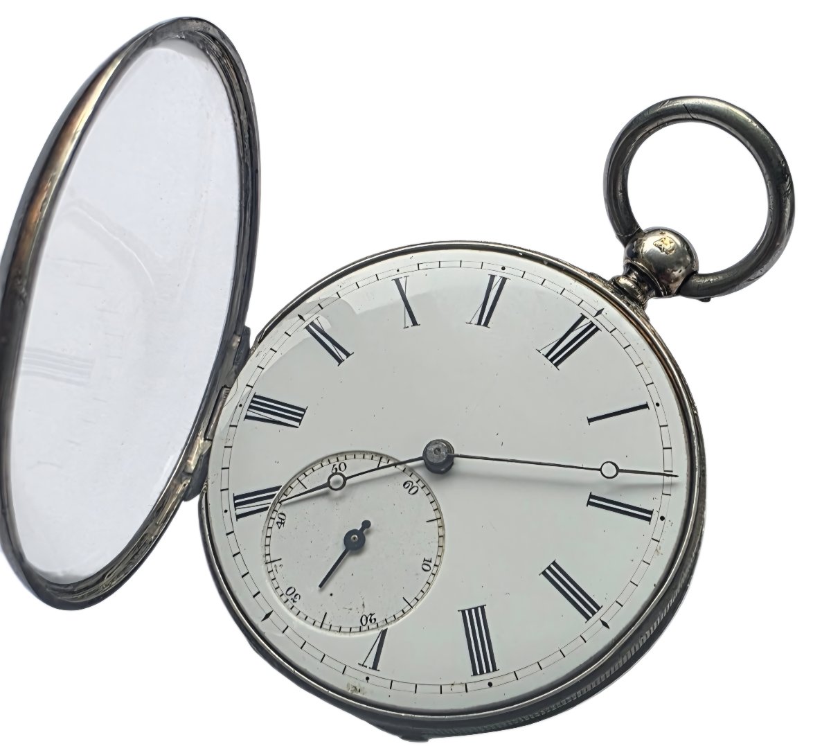 Solid Silver Gousset Watch Adriam Cadet A Toulon XIXth Century-photo-5