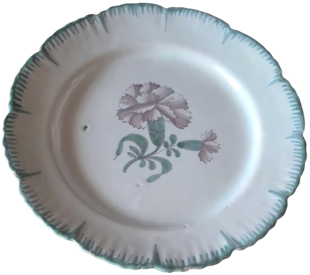 3 assiettes ancienne au deccor œillets -photo-2