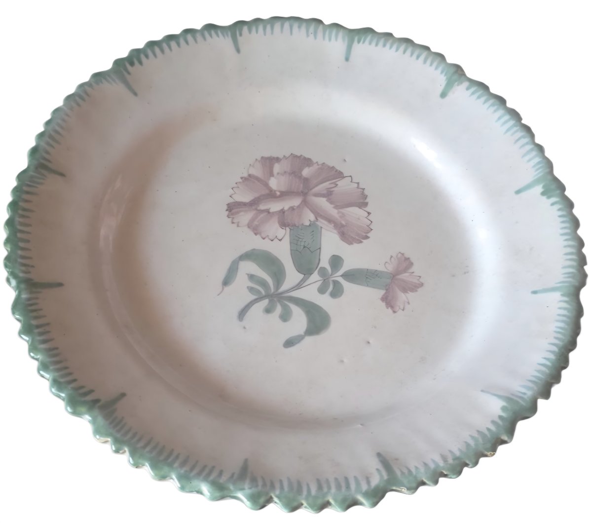 3 assiettes ancienne au deccor œillets -photo-1